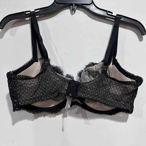 Victoria's Secret Bra Women 36DDD Black Dream Angels Lace Underwire Unlined FLAW - Picture 3 of 7